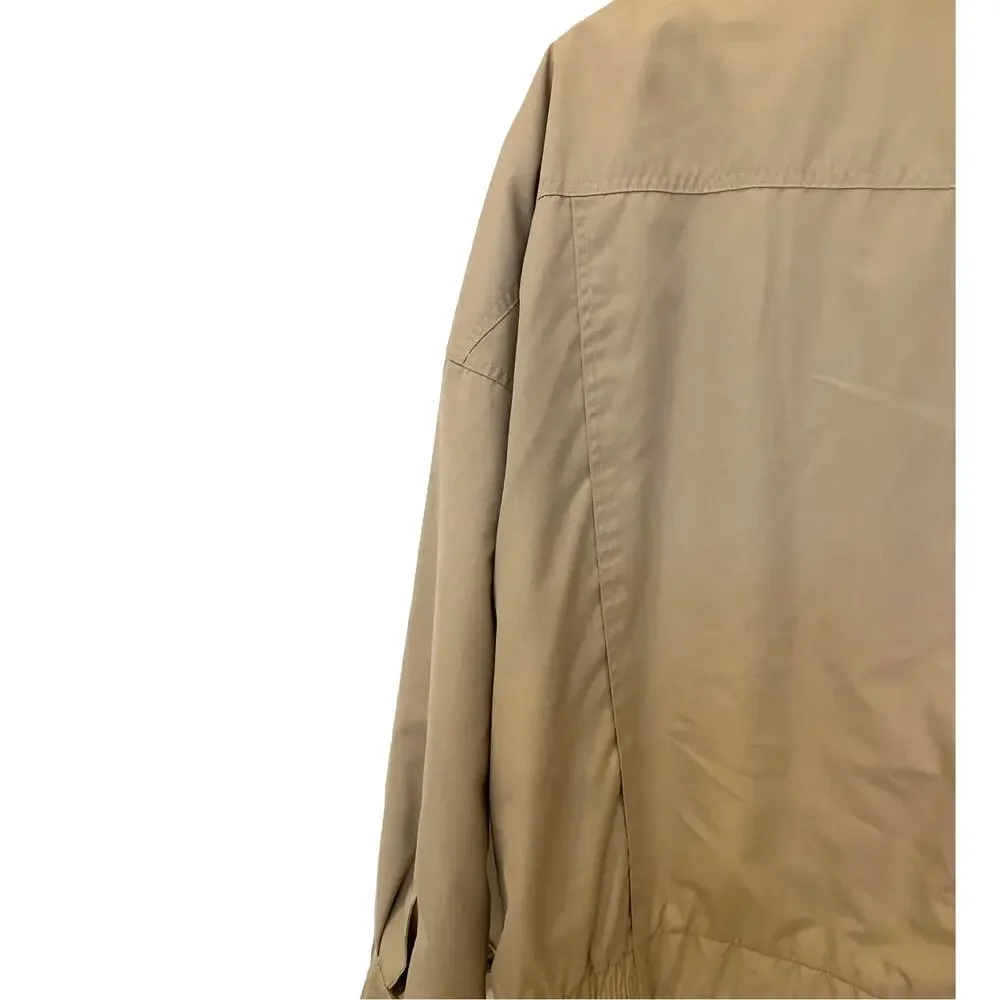 London Fog Bomber Jacket 40L Mens Gray Rain Removable Plaid Flannel Lining Zip